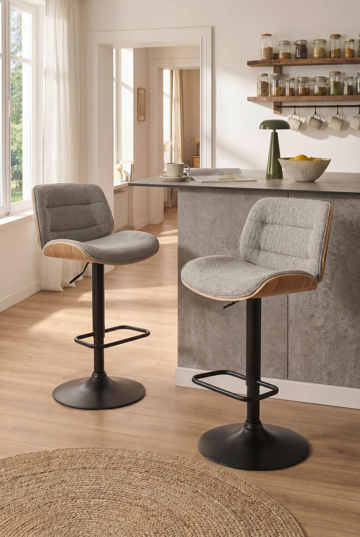 BARHOCKER in Naturfarben, Schwarz, Beige  - Beige/Schwarz, MODERN, Holz/Textil (47/87/109/50cm) - Livetastic