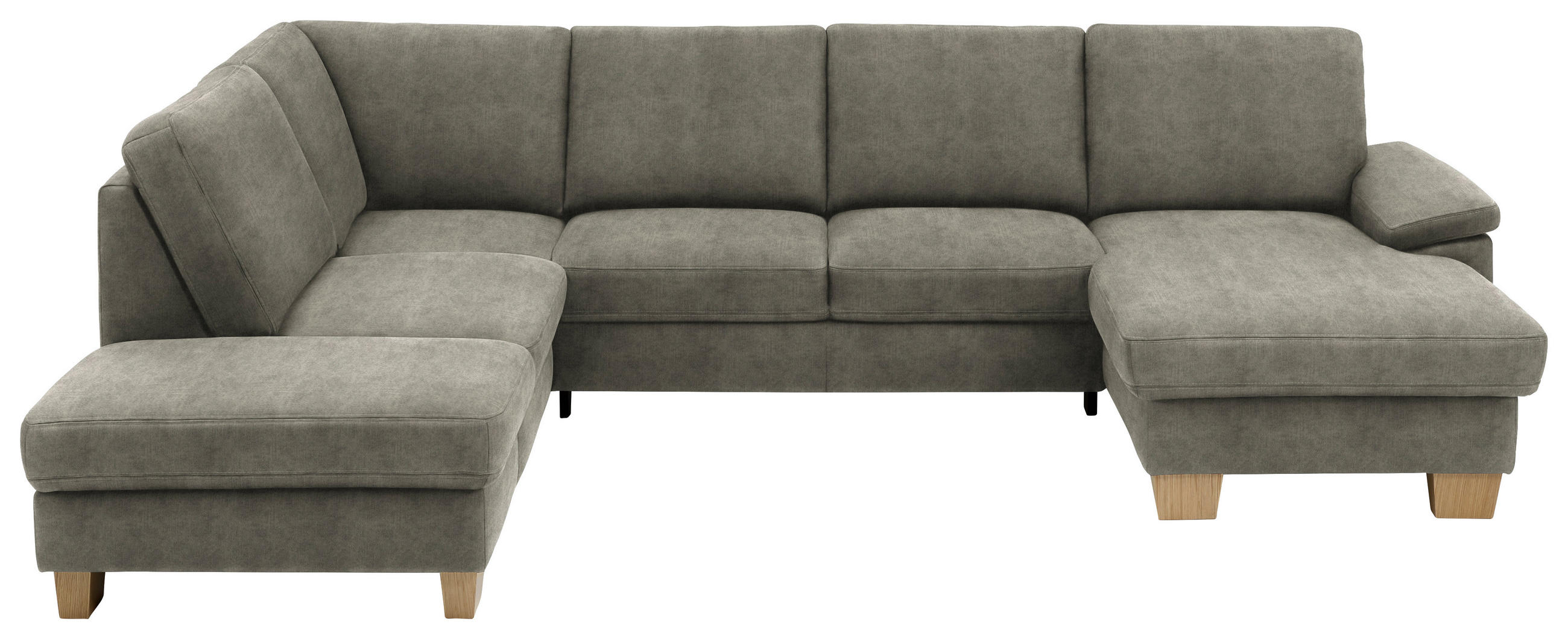 WOHNLANDSCHAFT in Velours Grau  - Eichefarben/Grau, Konventionell, Holz/Textil (235/316/167cm) - Beldomo System