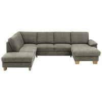 WOHNLANDSCHAFT in Velours Grau  - Eichefarben/Grau, Konventionell, Holz/Textil (235/316/167cm) - Beldomo System