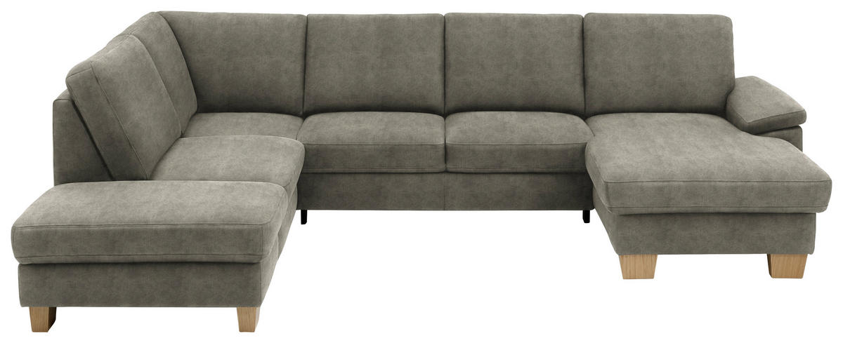 WOHNLANDSCHAFT in Velours Grau  - Eichefarben/Grau, Konventionell, Holz/Textil (235/316/167cm) - Beldomo System
