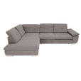 ECKSOFA in Chenille Hellgrau  - Chromfarben/Hellgrau, Design, Textil (242/313cm) - Xora