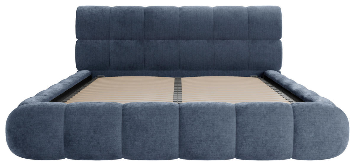 POLSTERBETT 180/200 cm,  in Blau, Lattenrost, Bettkasten,  - Blau/Schwarz, Design, Holz/Textil (180/200cm) - Chameo