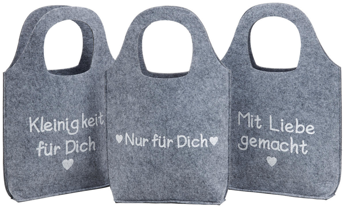 GESCHENKTASCHE  - Grau, KONVENTIONELL, Textil (27/6/39cm)