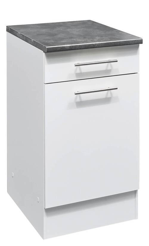 KÜCHENUNTERSCHRANK 50/90/60 cm  in Weiß, Grau  - Edelstahlfarben/Weiß, KONVENTIONELL, Holzwerkstoff/Metall (50/90/60cm) - MID.YOU