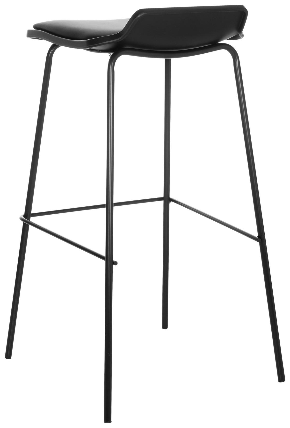 BARHOCKER Lederlook Schwarz stapelbar, abwischbar  - Schwarz, Basics, Textil/Metall (47/82/49cm) - MID.YOU