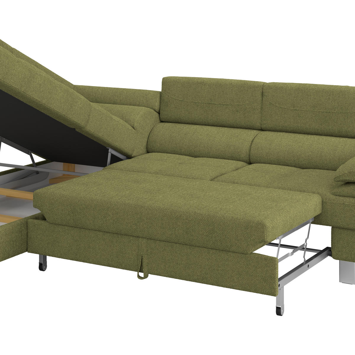 ECKSOFA Khaki Drell  - Khaki, MODERN, Textil/Metall (230/270cm) - MID.YOU