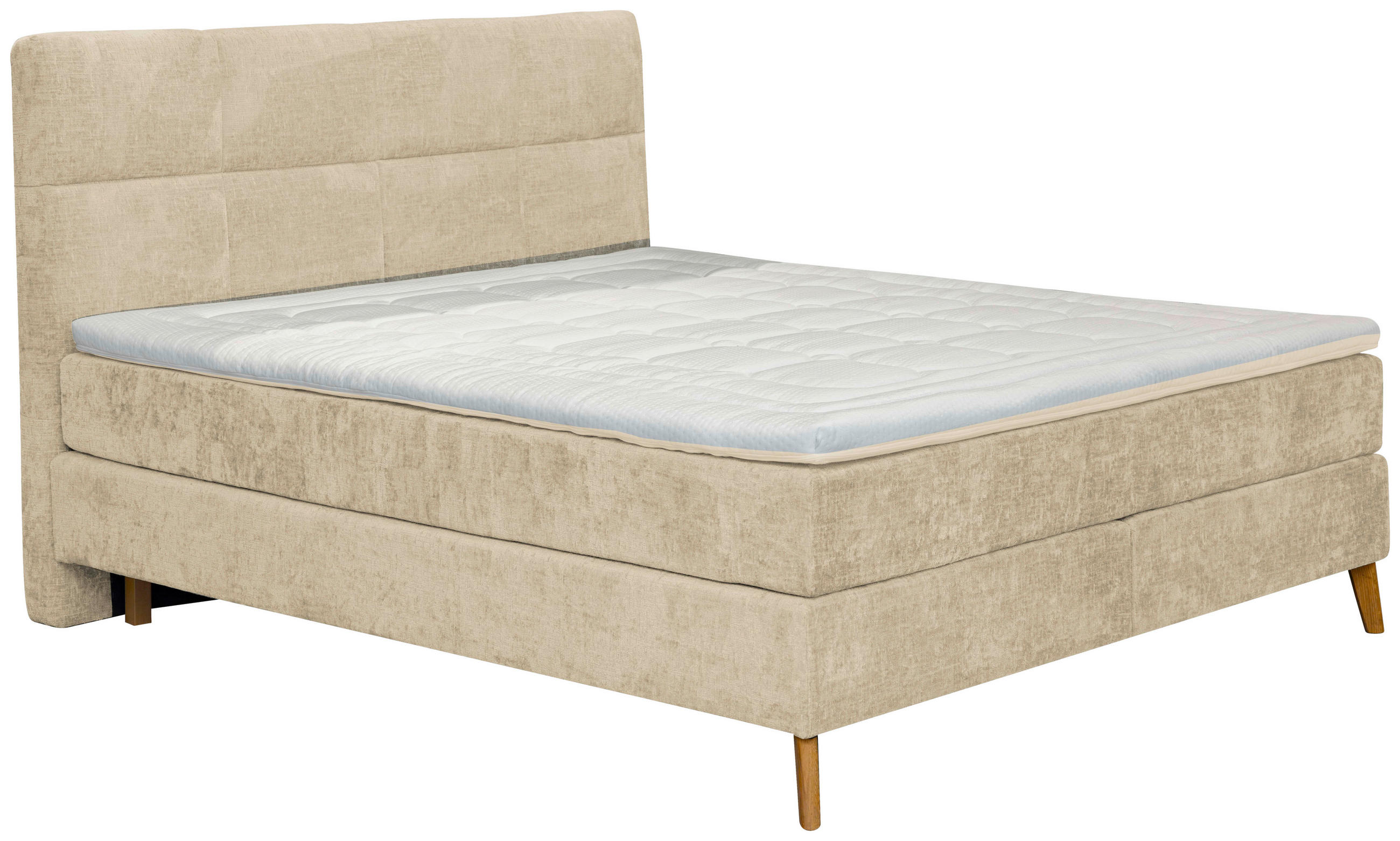 BOXSPRINGBETT 180/200 cm  in Beige  - Eichefarben/Beige, KONVENTIONELL, Holz/Textil (180/200cm) - Carryhome