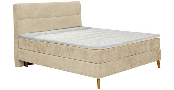 BOXSPRINGBETT 180/200 cm in Beige - Eichefarben/Beige, KONVENTIONELL, Holz/Textil (180/200cm) - Carryhome