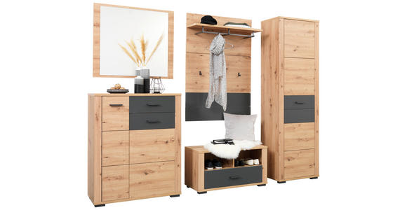 GARDEROBE  in 230/195/45 cm  - Anthrazit/Eiche Artisan, KONVENTIONELL, Glas/Holzwerkstoff (230/195/45cm) - Xora
