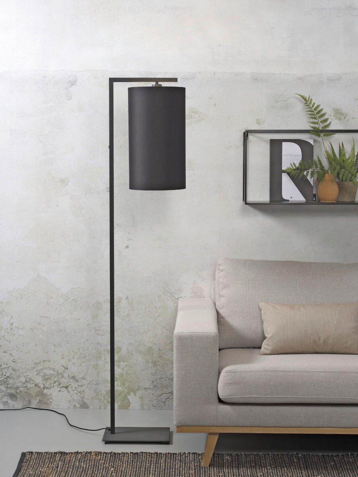 STOJACÍ LAMPA, 35/160 cm  - černá, Basics, kov/textil (35/160cm) - It's about Romi