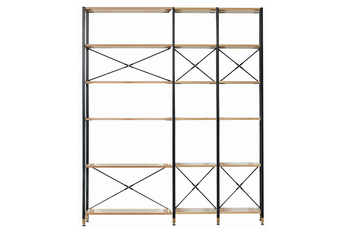 REGAL  170/210/30 cm Naturfarben, Schwarz  - Schwarz/Naturfarben, Design, Holzwerkstoff/Metall (170/210/30cm) - Livetastic