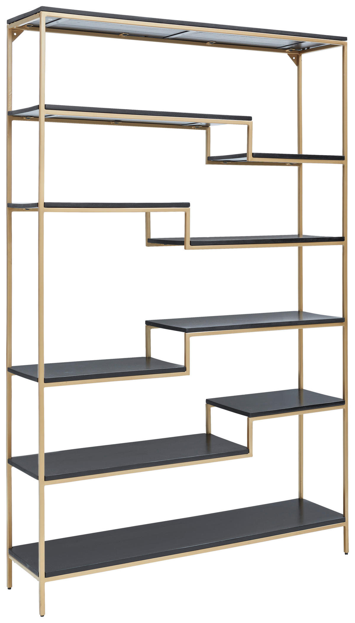 REGAL Mangoholz Hartholz Schwarz, Goldfarben  - Goldfarben/Schwarz, Design, Holz/Metall (120/190/30cm) - Ambia Home