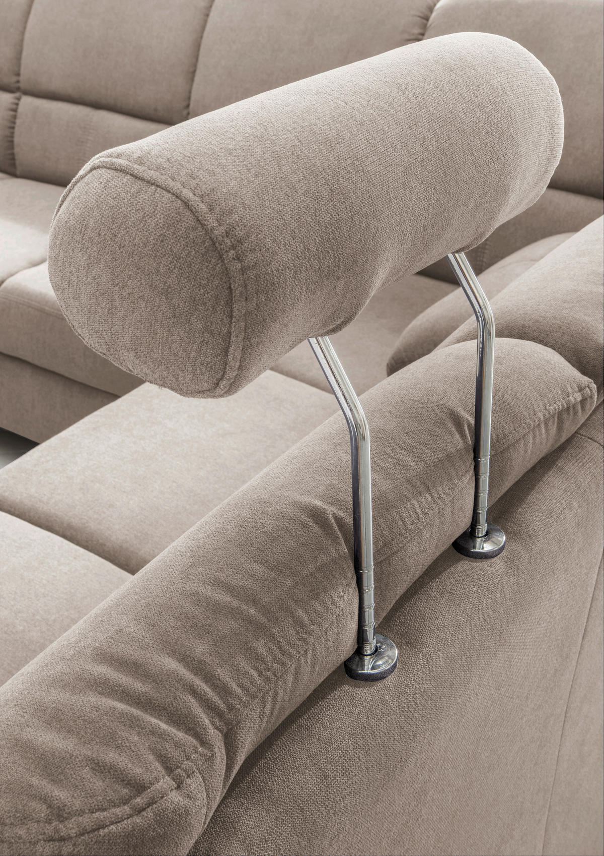 ECKSOFA Taupe Mikrofaser  - Taupe/Chromfarben, KONVENTIONELL, Holz/Textil (271/224cm) - Livetastic