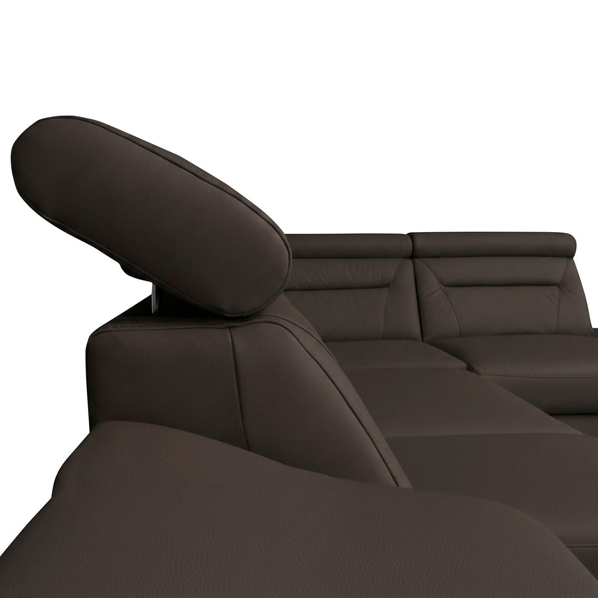 ECKSOFA  in Lederlook Echtleder Dunkelbraun  - Wengefarben/Dunkelbraun, Design, Leder/Holz (260/212cm) - Celina Home
