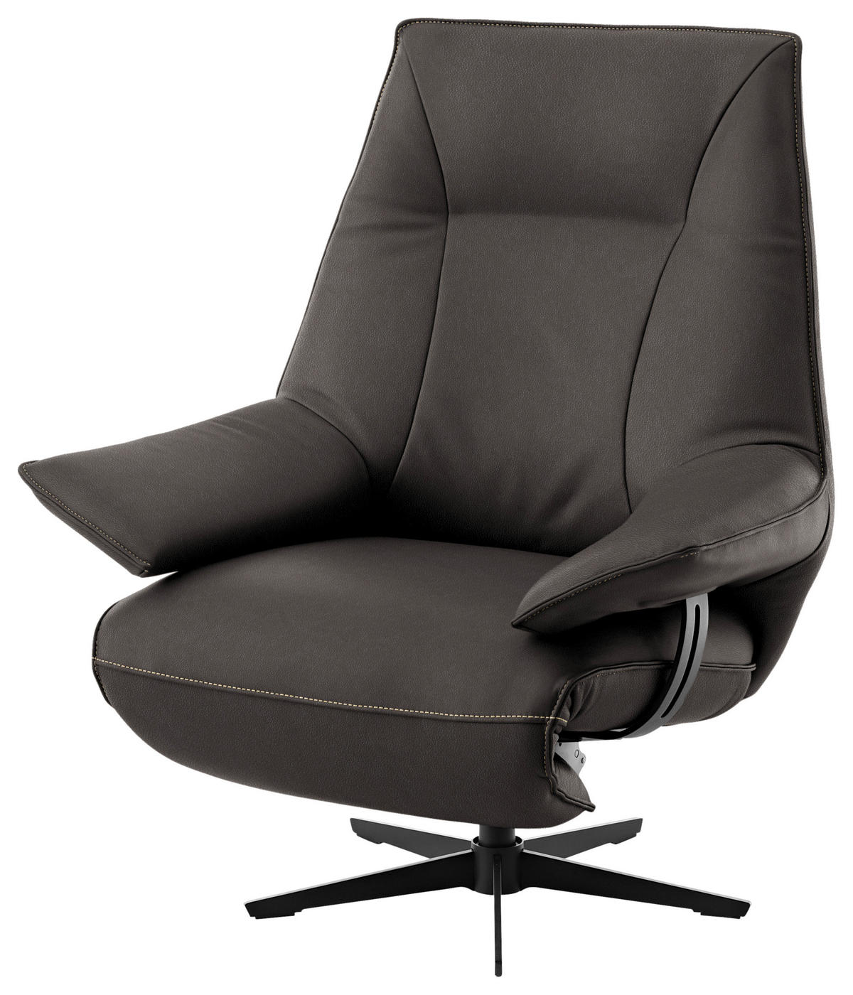 RELAXSESSEL in Leder Dunkelbraun  - Dunkelbraun/Beige, Design, Leder/Metall (92/79/82cm) - Dieter Knoll