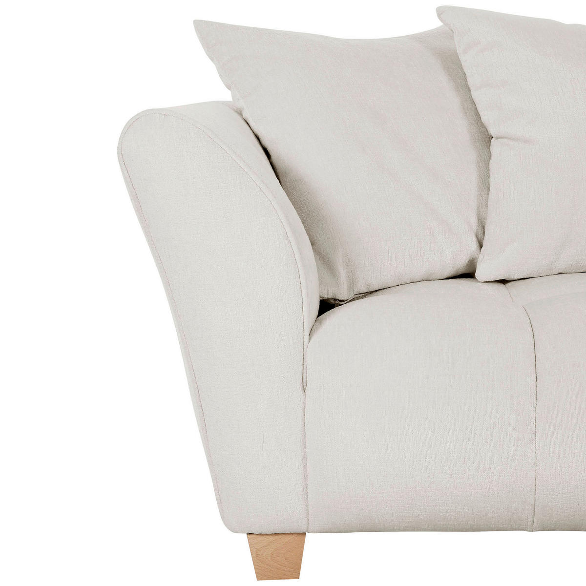 3-SITZER-SOFA Chenille Creme  - Buchefarben/Creme, KONVENTIONELL, Holz/Textil (212/72/95cm) - Milino