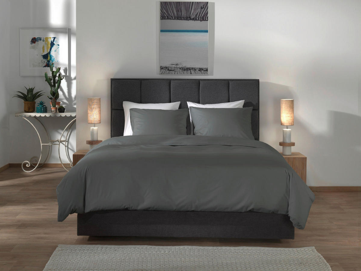 BETTWÄSCHE 2-teilig Suite-Casablanca Renforcé 135/200 cm  - Dunkelgrau, Basics, Textil (135/200cm)
