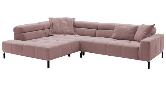 ECKSOFA in Feincord Altrosa  - Schwarz/Altrosa, KONVENTIONELL, Textil/Metall (219/311cm) - Hom`in