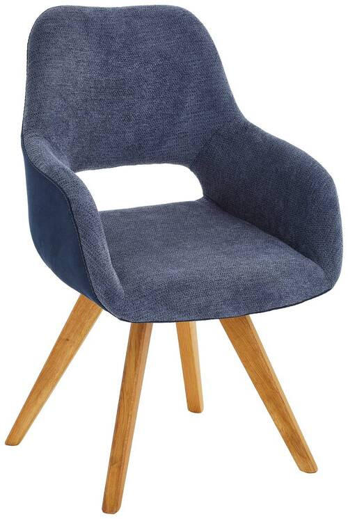 ARMLEHNSTUHL  in Flachgewebe, Mikrofaser  - Blau/Wildeiche, Design, Holz/Textil (56/86/64cm) - Lomoco