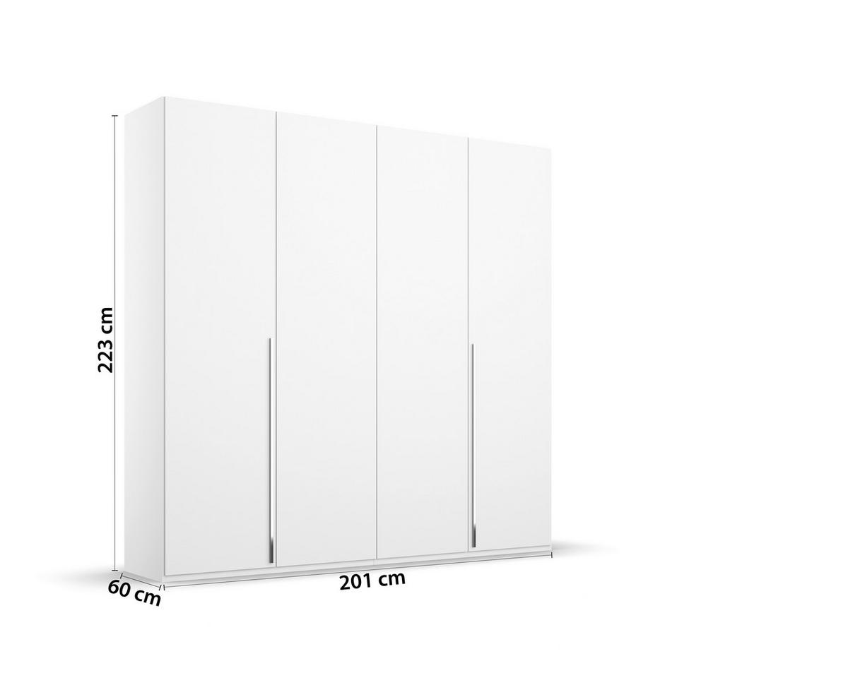 DREHTÜRENSCHRANK 201/223/60 cm 4-türig Weiß  - Chromfarben/Weiß, Design, Holzwerkstoff/Metall (201/223/60cm) - home24