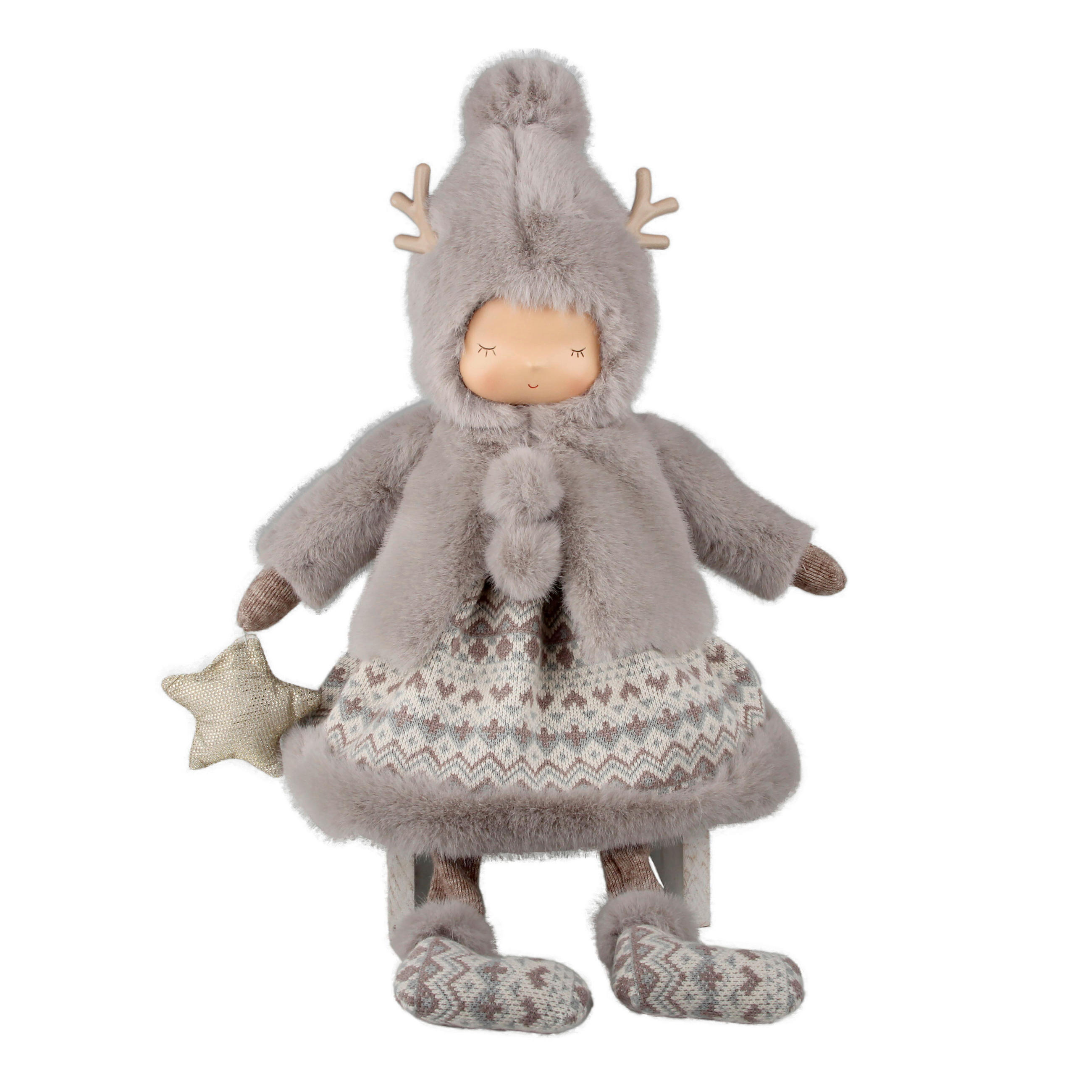 FIGÚRKA – DIEŤA - hnedá/modrá, Lifestyle, kov/textil (22/52/22cm) - X-Mas