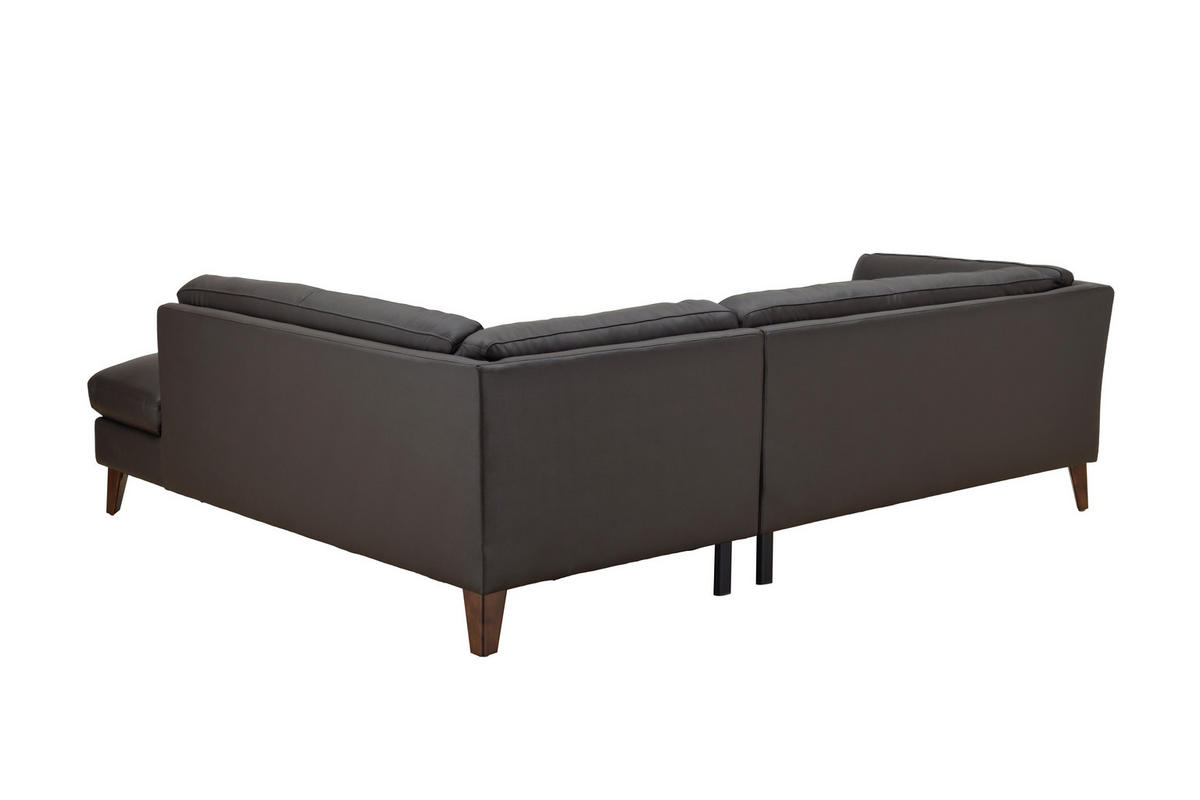 ECKSOFA SERA Braun Echtleder Lederlook  - Dunkelbraun/Braun, Design, Leder/Holz (235/194cm) - Livetastic