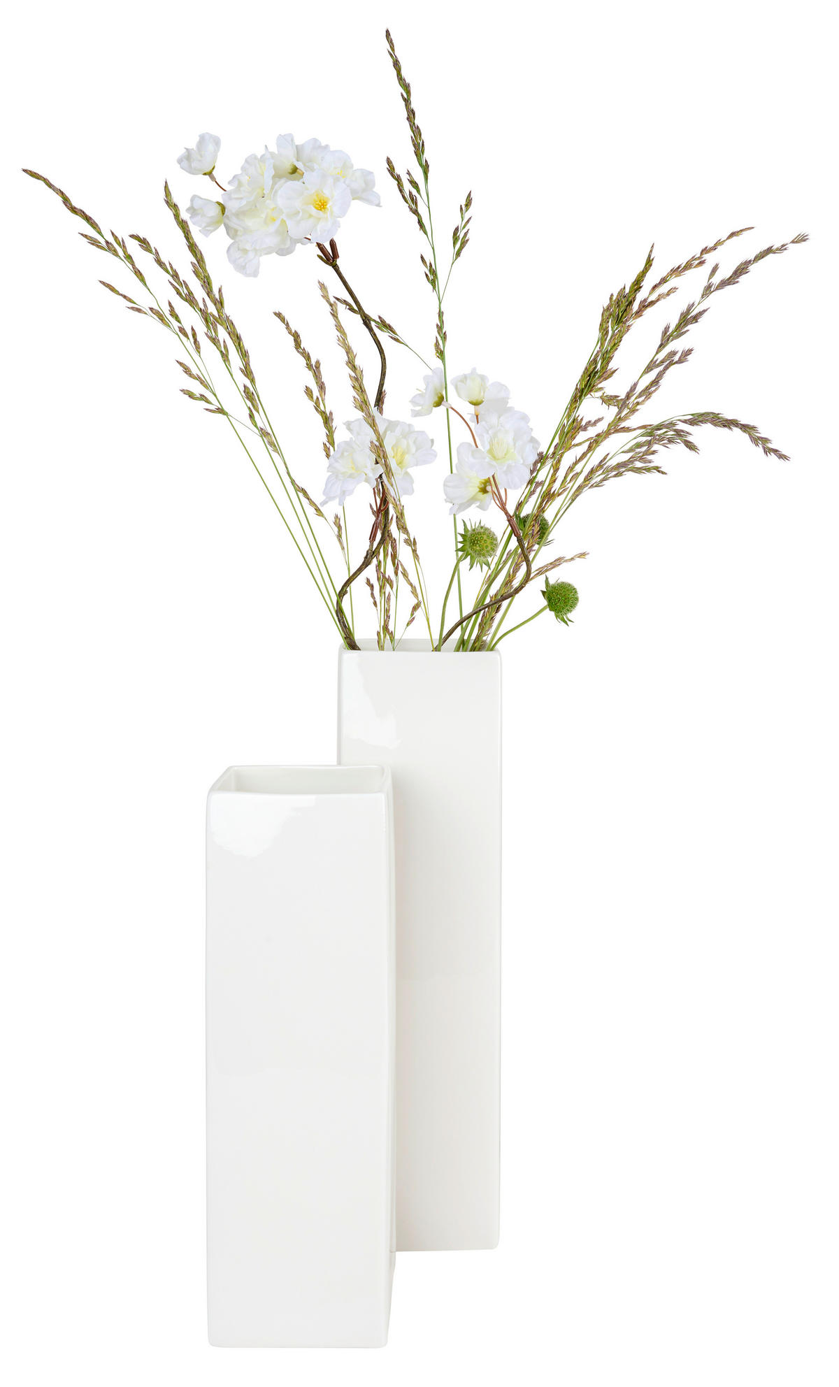 VÁZA 31 cm  - fehér, Basics, kerámia (9/9/31cm)