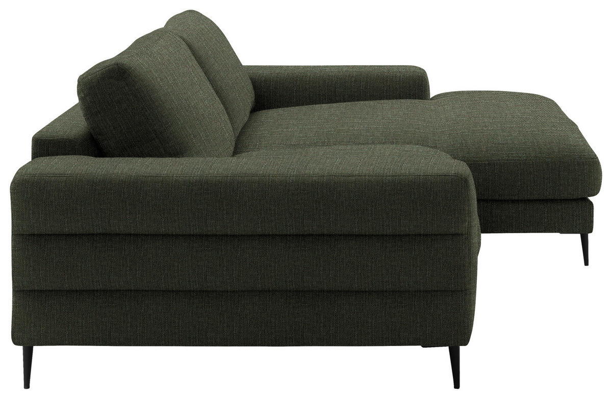 ECKSOFA in Flachgewebe Dunkelgrün  253/177 cm  - Dunkelgrün/Schwarz, Design, Textil/Metall (253/177cm) - Dieter Knoll