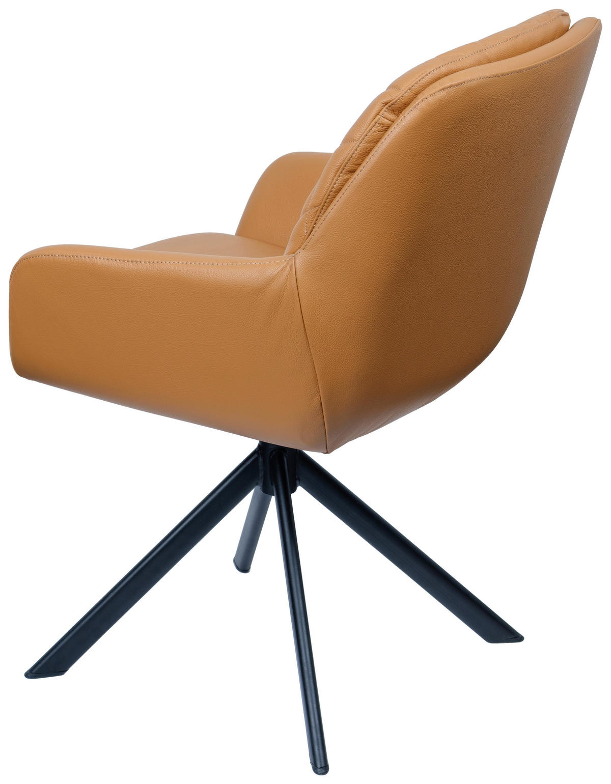 ARMLEHNSTUHL  in Echtleder naturbelassen  - Cognac/Schwarz, Design, Leder/Metall (59,5/87,5/69cm) - Moderano