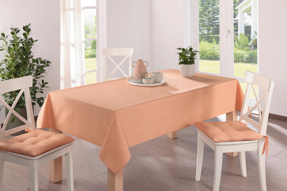 TISCHDECKE OSLO Textil Aprikose 130/160 cm  - Aprikose, Basics, Textil (130/160cm) - Peyer Syntex