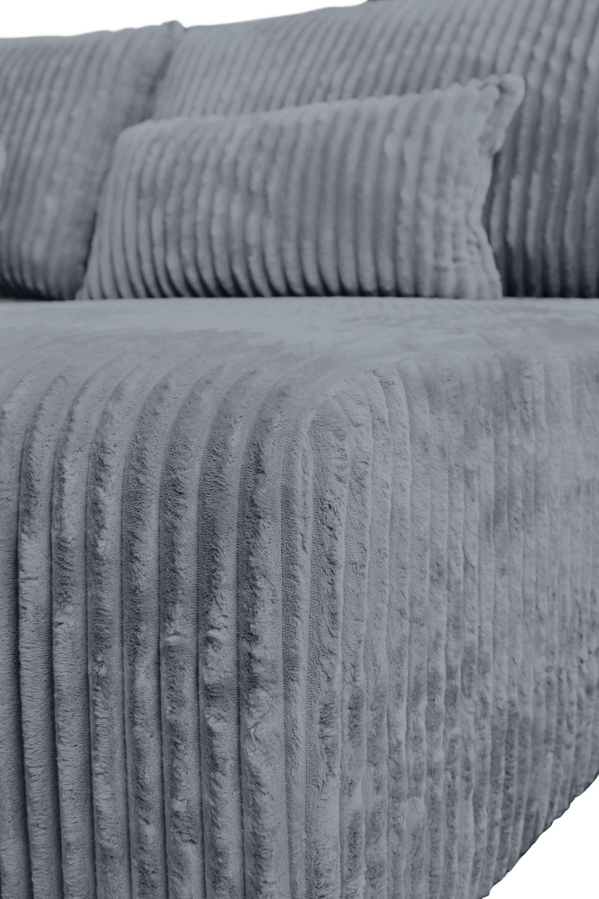 ECKSOFA in Cord Grau  - Schwarz/Grau, Modern, Holz/Textil (210/145cm) - MID.YOU