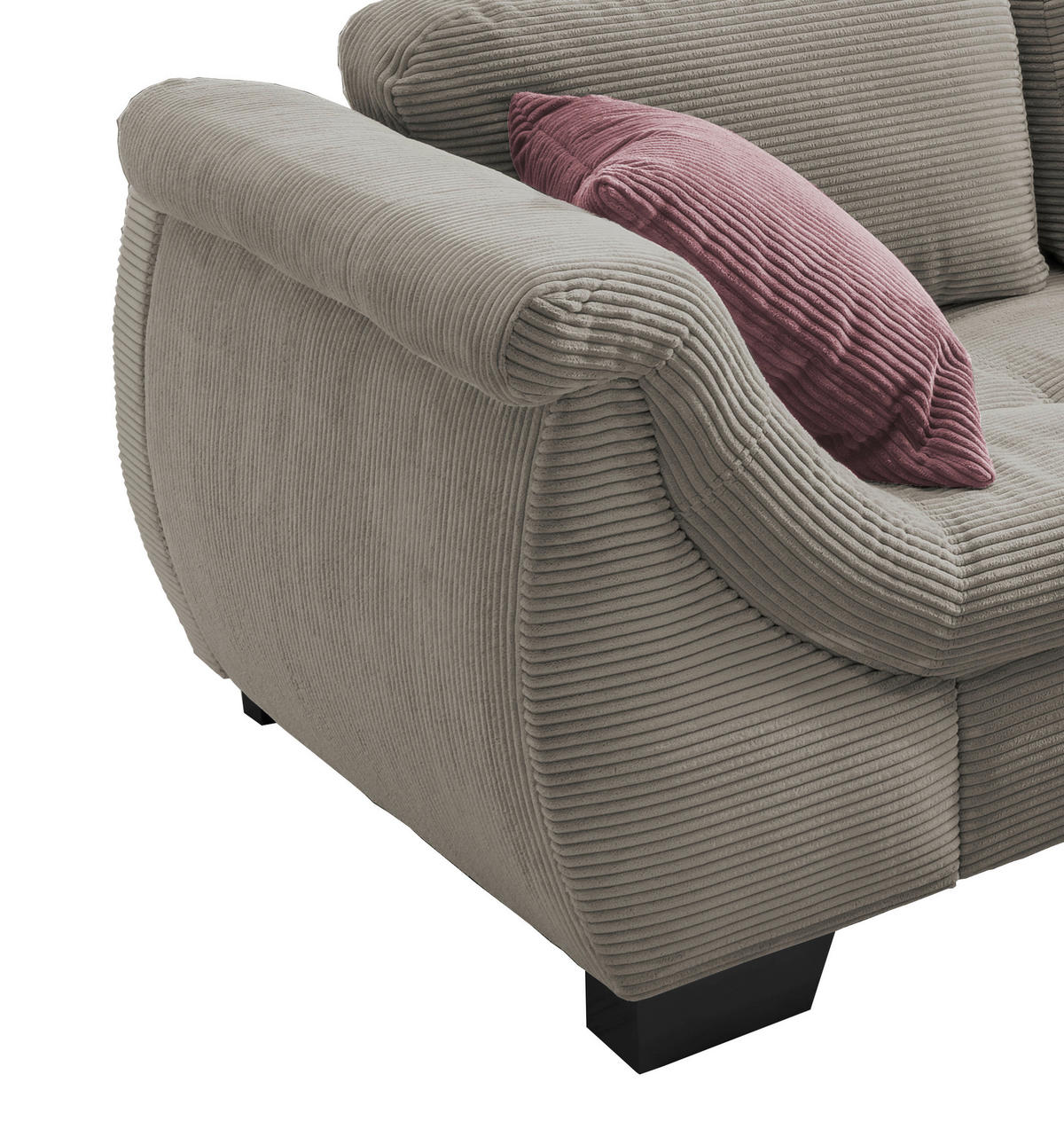 ECKSOFA Graubraun Cord  - Koralle/Graubraun, Design, Holz/Textil (250/190cm) - MID.YOU