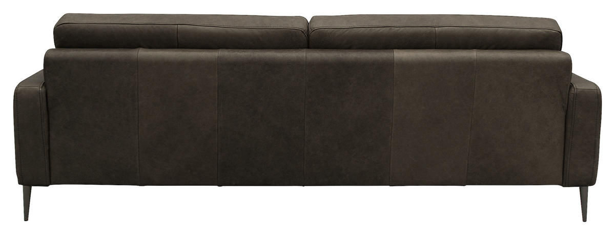 3,5-SITZER in Echtleder Fango  - Fango/Schwarzchrom, Design, Leder/Metall (207/85/92cm) - Livetastic