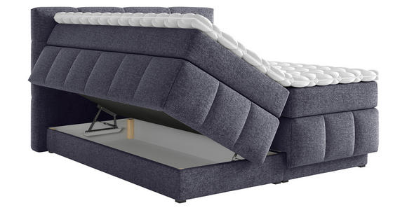 BOXSPRINGBETT 180/200 cm in Dunkelblau - Schwarz/Dunkelblau, KONVENTIONELL, Kunststoff/Textil (180/200cm) - Carryhome