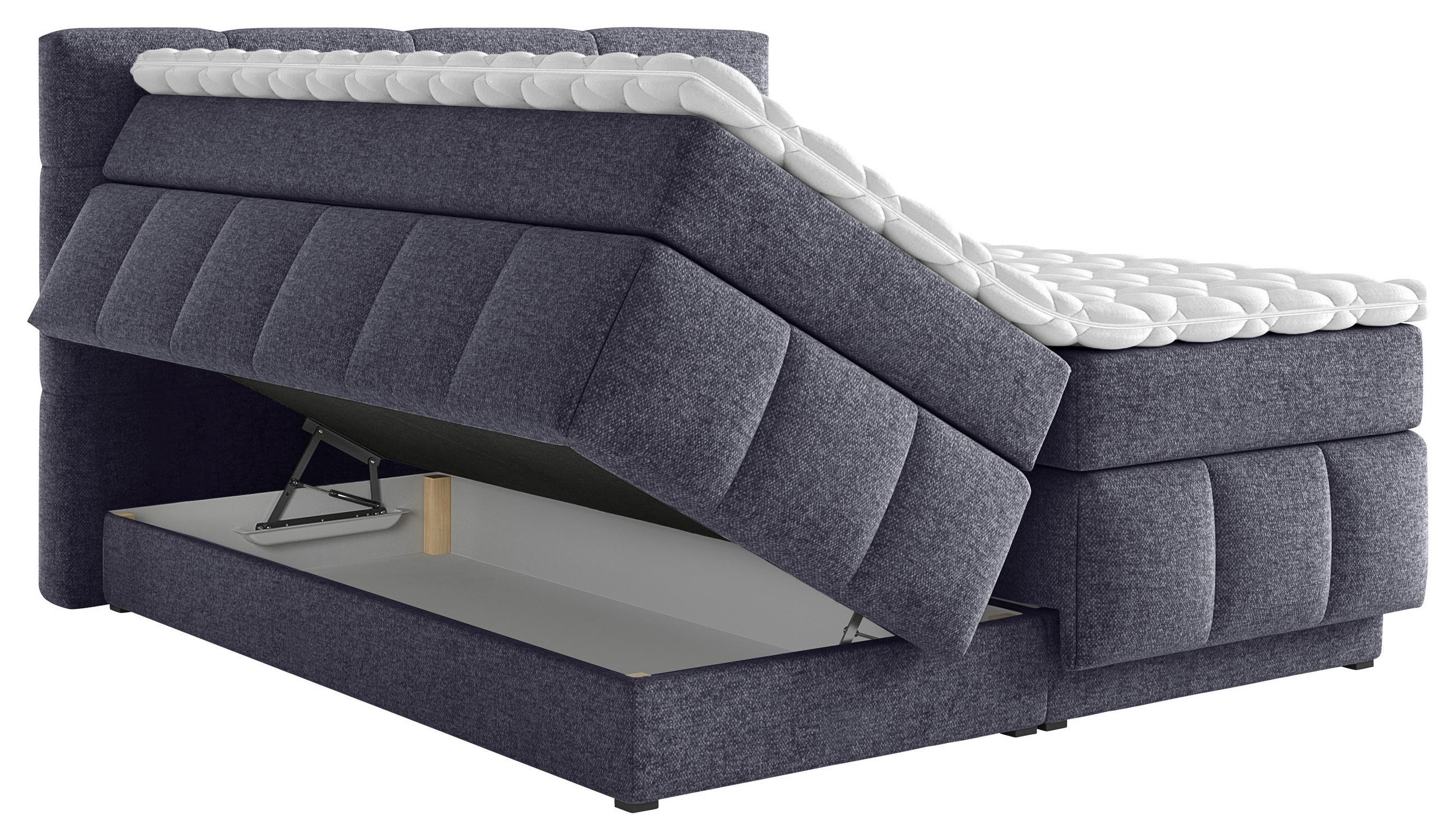 BOXSPRINGBETT 140/200 cm  in Dunkelblau  - Schwarz/Dunkelblau, Konventionell, Kunststoff/Textil (140/200cm) - Carryhome