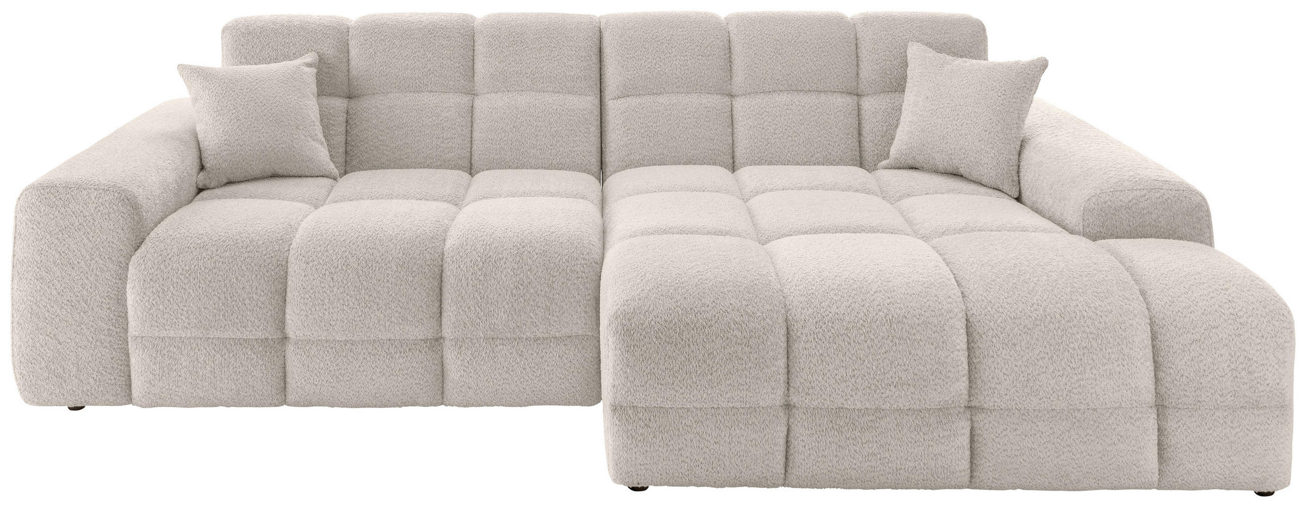 ECKSOFA in Bouclé Weiss  - Weiss/Schwarz, Modern, Kunststoff/Textil (301/152cm) - Livetastic