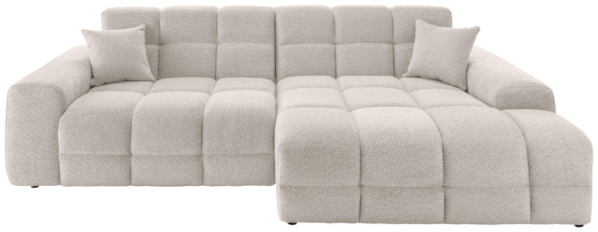 ECKSOFA in Bouclé Weiss  - Weiss/Schwarz, Modern, Kunststoff/Textil (301/152cm) - Livetastic