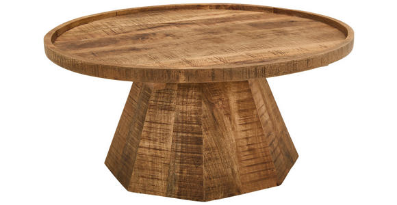 COUCHTISCH Mangoholz massiv 80/80/40 cm rund Naturfarben - Naturfarben, Design, Holz (80/80/40cm) - Carryhome