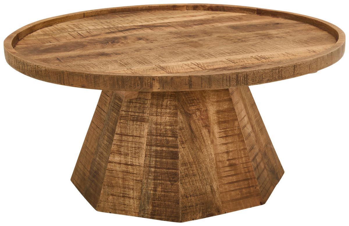COUCHTISCH Mangoholz massiv 80/80/40 cm rund Naturfarben  - Naturfarben, Design, Holz (80/80/40cm) - Carryhome