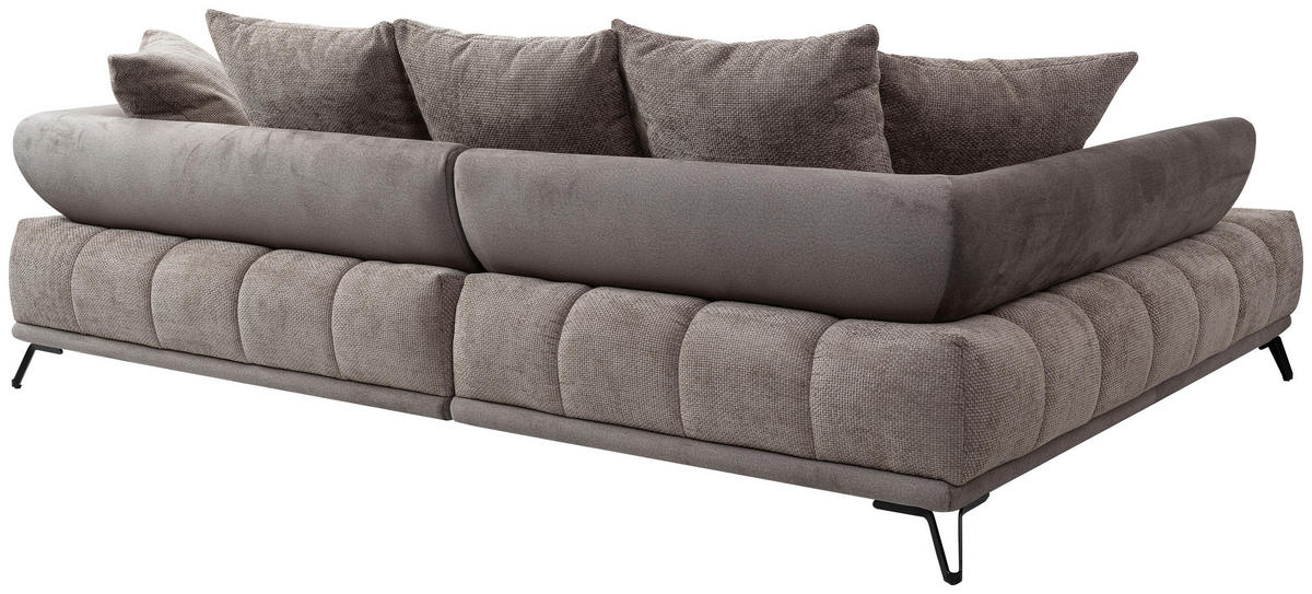 ECKSOFA Taupe Chenille Zierkissen, Rückenkissen, Rücken echt  - Taupe/Schwarz, MODERN, Textil/Metall (184/262cm) - MID.YOU