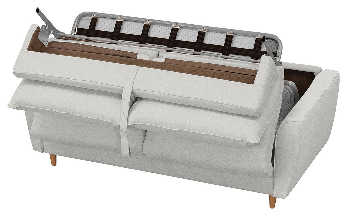 SCHLAFSOFA in Textil Grau  - Buchefarben/Grau, Design, Holz/Textil (195/90/102cm) - Livetastic