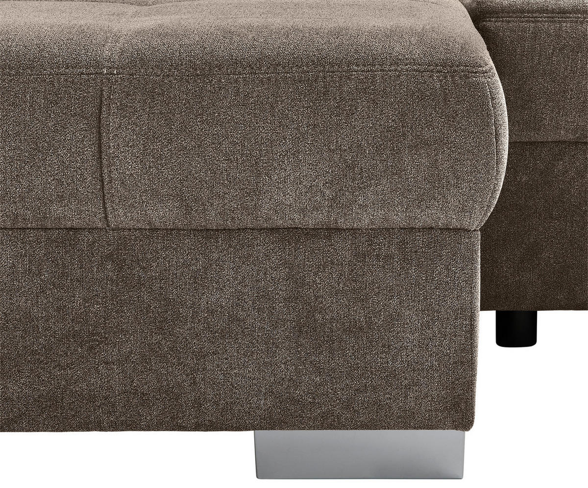WOHNLANDSCHAFT in Velours Dunkelbraun  - Chromfarben/Dunkelbraun, KONVENTIONELL, Kunststoff/Textil (198/363/170cm) - Hom`in