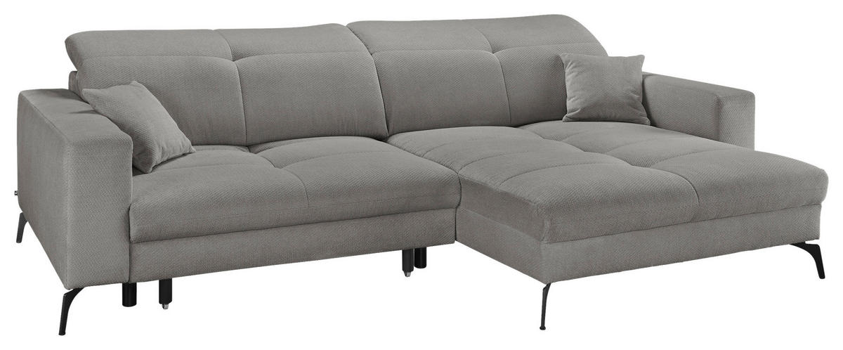 ECKSOFA Grau Webstoff  - Schwarz/Grau, KONVENTIONELL, Textil/Metall (285/180cm) - SetOne by Musterring