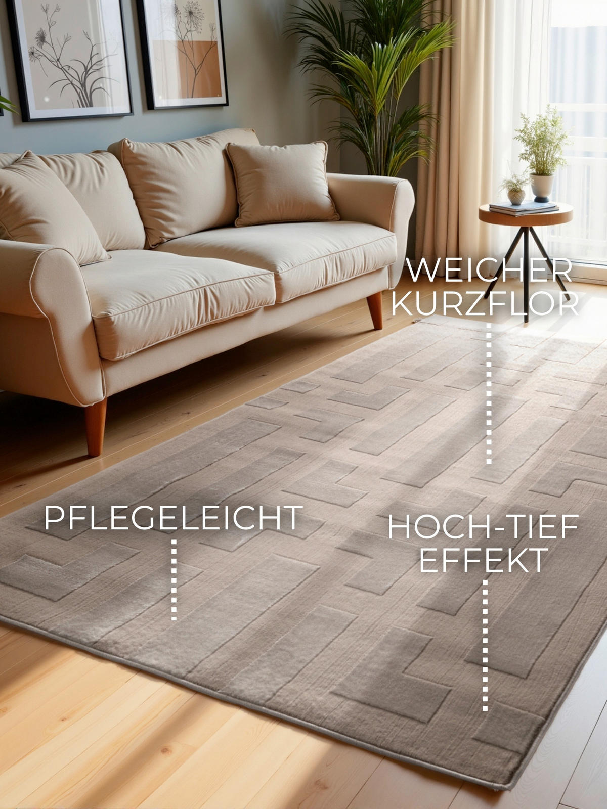 WEBTEPPICH 160/235 cm Perles Creme, Beige rechteckig  - Beige/Creme, Design, Kunststoff (160/235cm) - Elle Decoration