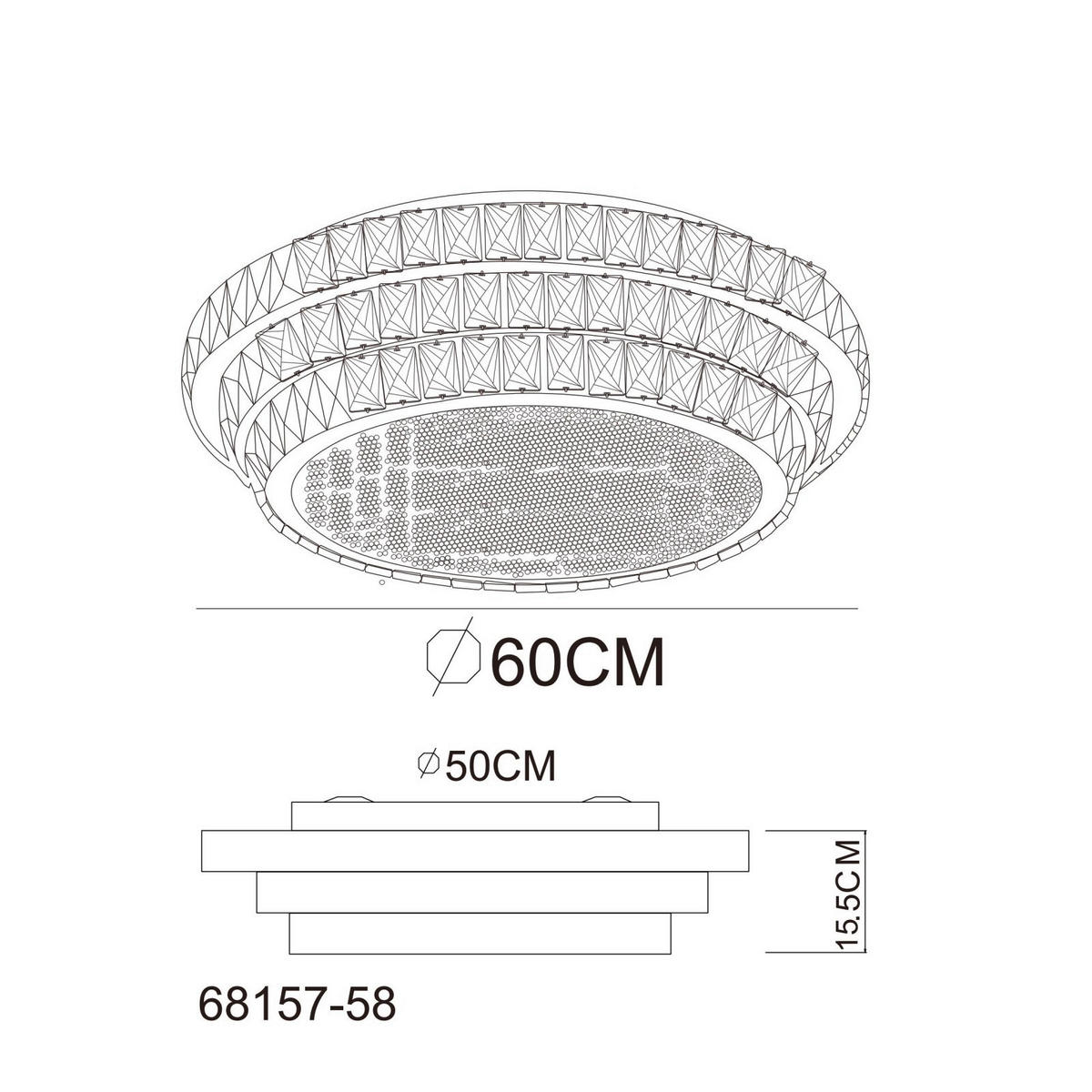 LED-TAKLAMPA KLARA 60 cm  - klar/kromfärg, Klassisk, metall/glas (60cm) - Globo