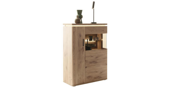 HIGHBOARD  90/124/38 cm  - Eichefarben/Anthrazit, KONVENTIONELL, Glas/Holzwerkstoff (90/124/38cm) - Cantus