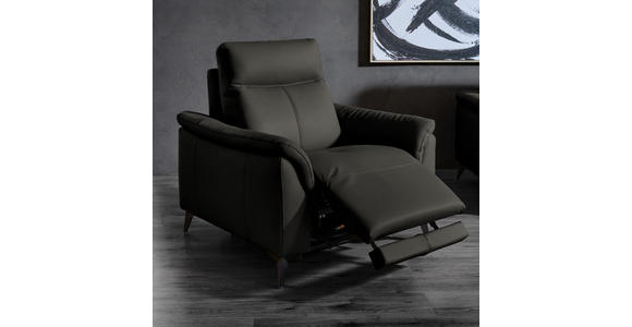 SESSEL in Echtleder Mokka  - Schwarz/Mokka, Design, Leder/Metall (107/105/98cm) - Belluti