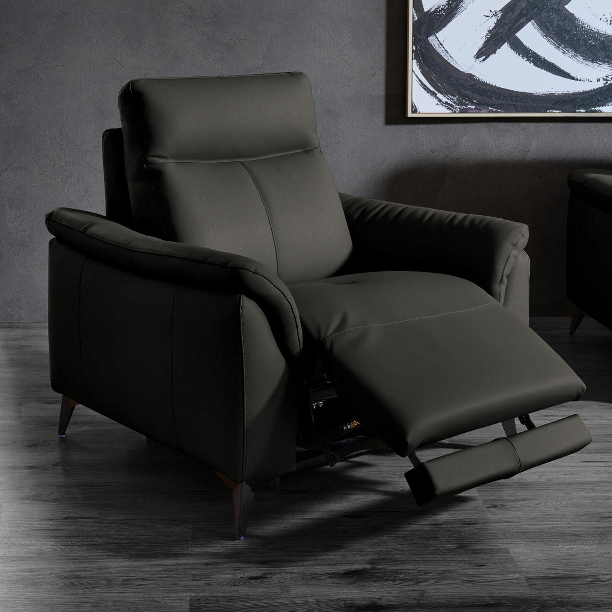 SESSEL in Echtleder Mokka  - Schwarz/Mokka, Design, Leder/Metall (107/105/98cm) - Belluti