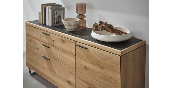 KOMMODE in 181,9/74,5/45,2 cm - Wildeiche/Schwarz, Design, Holz/Metall (181,9/74,5/45,2cm) - Valnatura