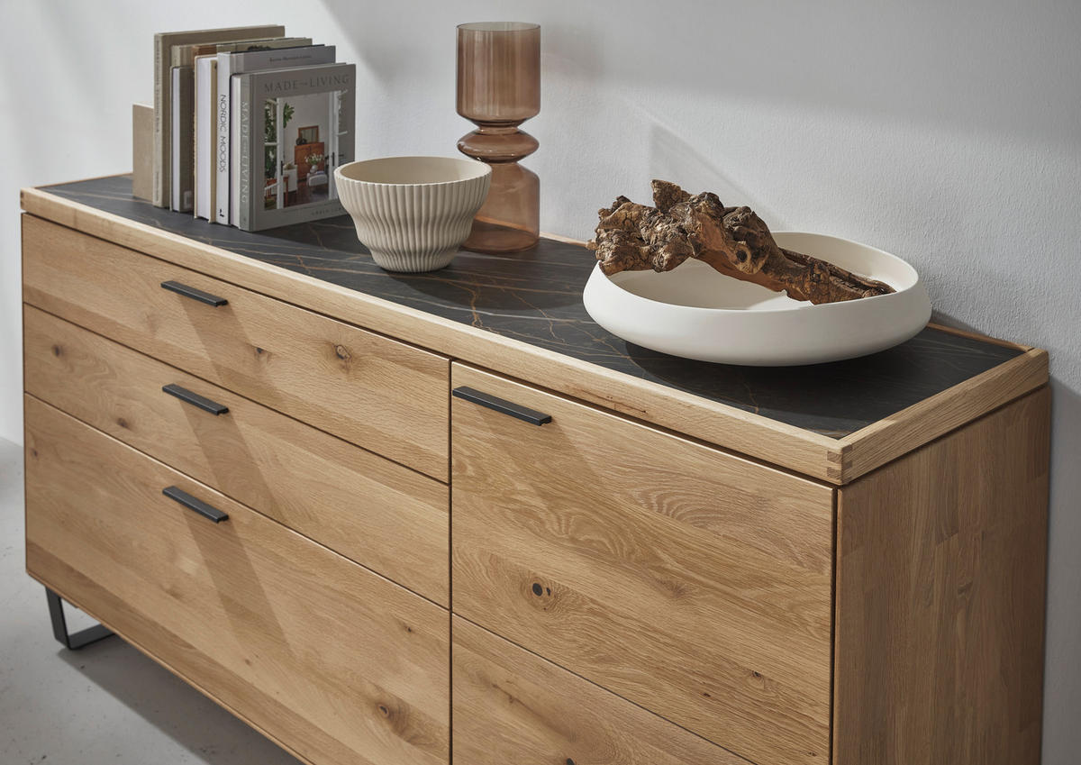 KOMMODE 181,9/74,5/45,2 cm  in Wildeiche  - Wildeiche/Schwarz, Design, Holz/Metall (181,9/74,5/45,2cm) - Valnatura